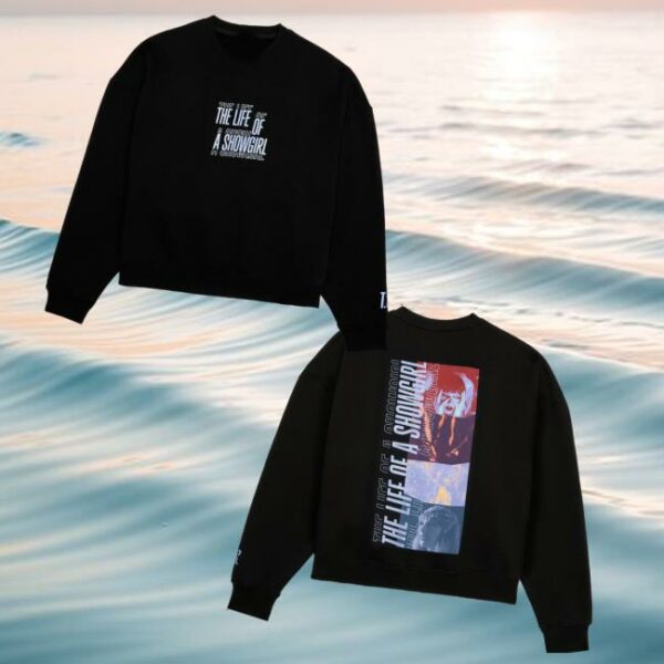 Taylor Swift Merch Store The Life Of A Showgirl Film Strip Black Crewneck Sweatshirt