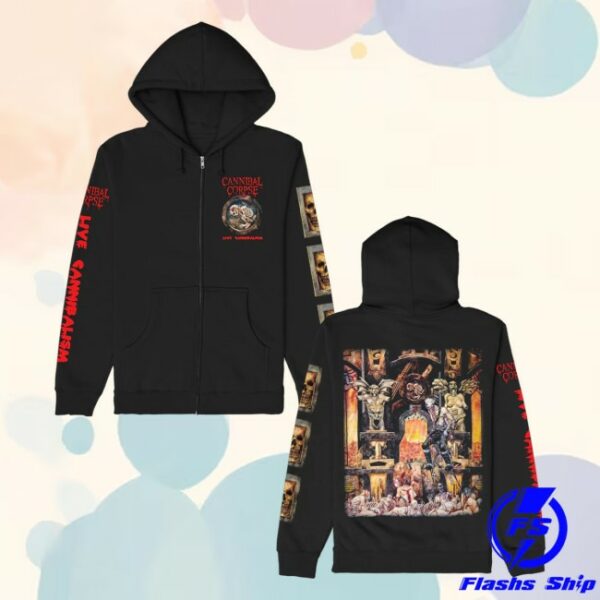 Cannibal Corpse Store Merch Live Cannibalism Zip Up Black Hoodie
