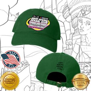 Nascar Store Merch Anti Social Social Club X Nascar Green 747 Adjustable Dad Hat