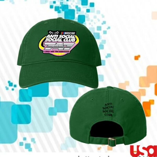 Nascar Store Merch Anti Social Social Club X Nascar Green 747 Adjustable Dad Hat