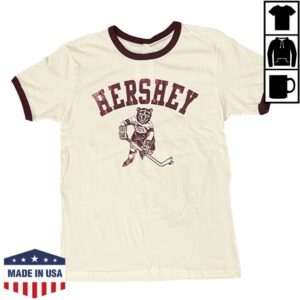 Hershey Bears Store Merch Hershey Bears Skating Bear Maroon Ringer T-Shirt