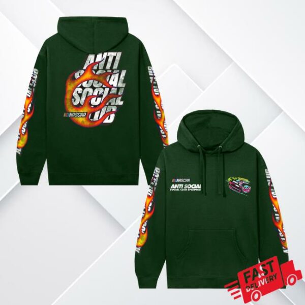 Antisocialsocialclub Merch Store Assc X Nascar Daytona Hoodie Dark Green