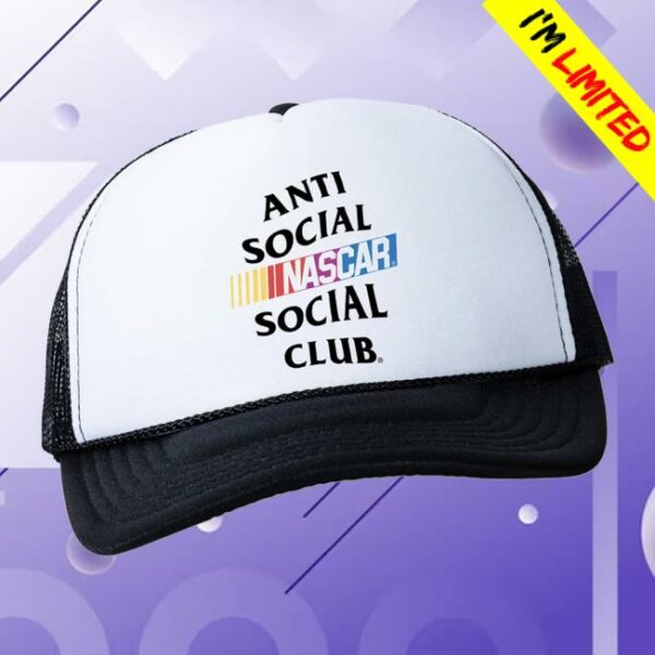 Antisocialsocialclub Merch Store Assc X Nascar Games Trucker Hat Black White