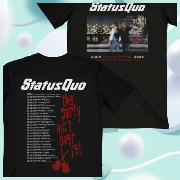 Status Quo Store Merch The Party Aint Over Black Tour Tee