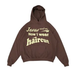 Haircut Merch Store Jesus Hoodie Brown