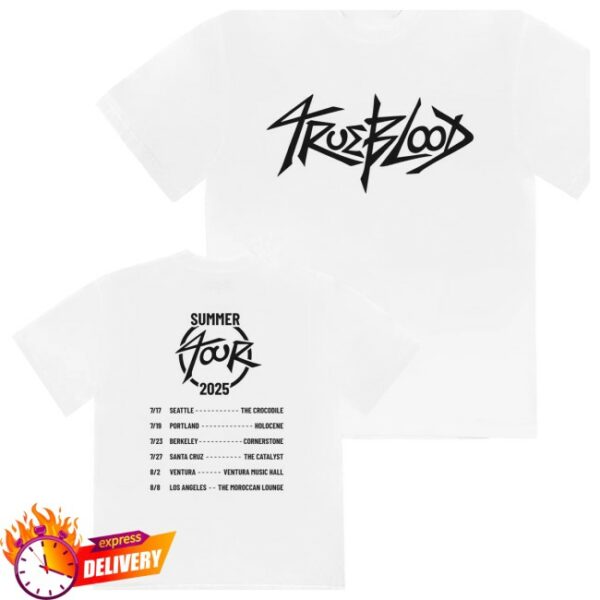 Trueblood Band Store Merch Trueblood Summer Tour White Tee