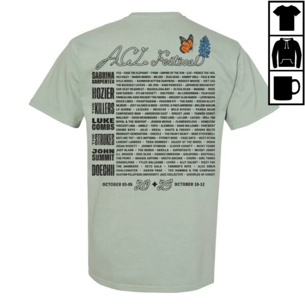 Acl Festival Store Merch Bluebonnet Skull Lineup Tee