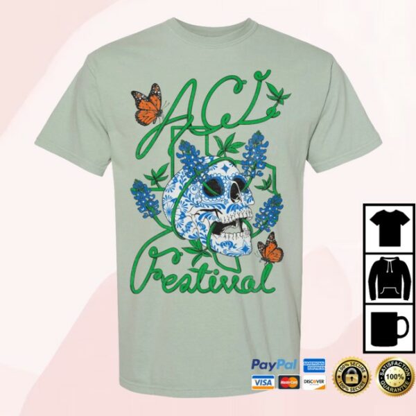 Acl Festival Store Merch Bluebonnet Skull Lineup Tee