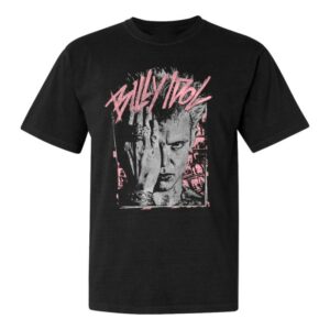 Billy Idol Store Merch Pink Scratch Billy 2025 Tour Black T-Shirt