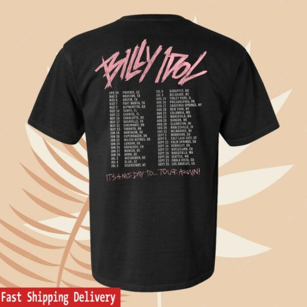 Billy Idol Store Merch Pink Scratch Billy 2025 Tour Black T-Shirt