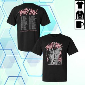 Billy Idol Merch Store Pink Scratch Billy 2025 Tour Black T-Shirt