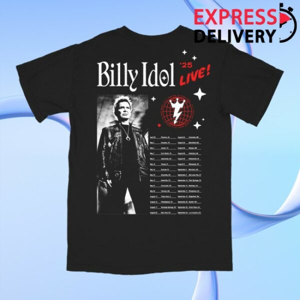 Billy Idol Store Merch Live ’25 Tour Black T-Shirt