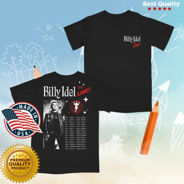 Billy Idol Store Merch Live ’25 Tour Black T-Shirt
