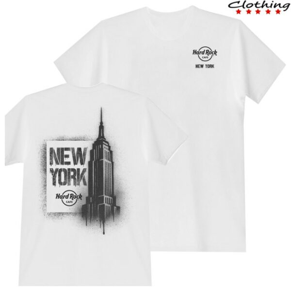Hardrock Store Merch Adult Fit Nyc Empire State Stencil In White Tee