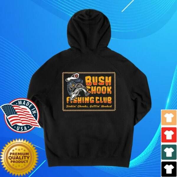 Bush Chook Store Merch Shop Fishing Club Black Hoodie