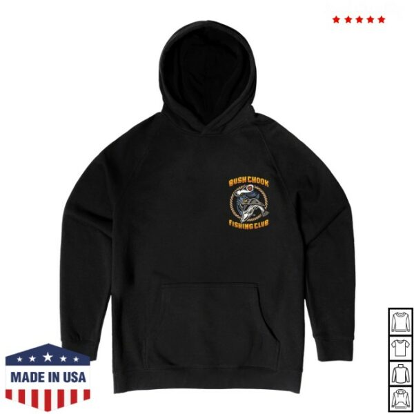 Bush Chook Store Merch Shop Fishing Club Black Hoodie