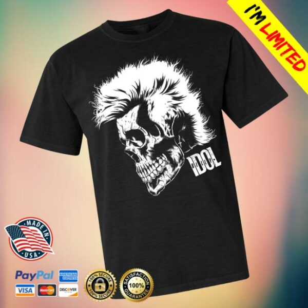 Billy Idol Merch Store Billy Skull Black T-Shirt