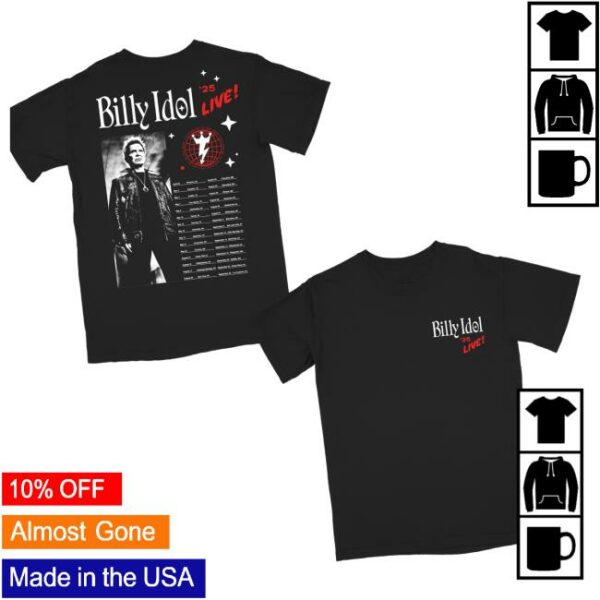Billy Idol Merch Store Live ’25 Tour Black T-Shirt