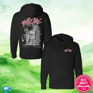 Billy Idol Store Merch Pink Scratch Billy 2025 Na Tour Black Hoodie