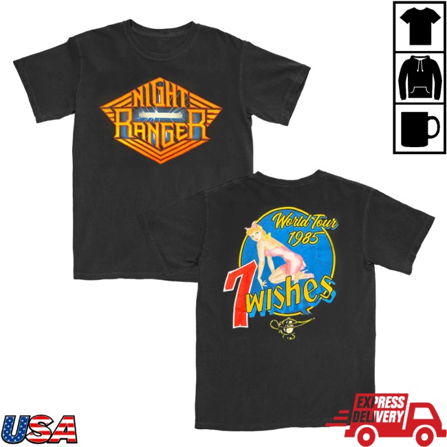 Night Ranger Store Merch Night Ranger 7 Wishes Pinup Girl Tee Night Ranger Store Merch Night Ranger 7 Wishes Pinup Girl Tee