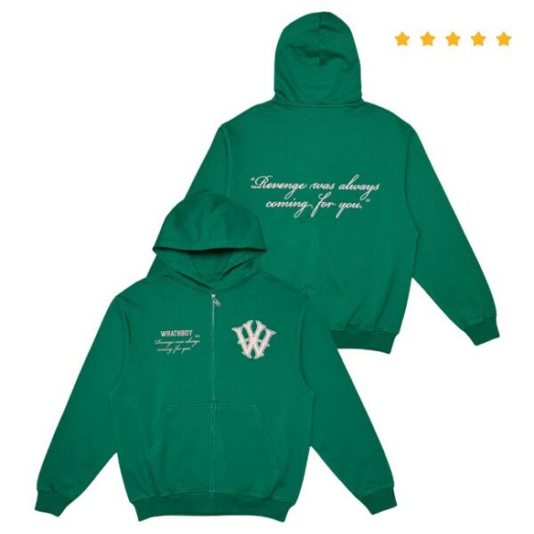 Underground Clothing Store Merch Revenge Quote Zip Green Hoodie