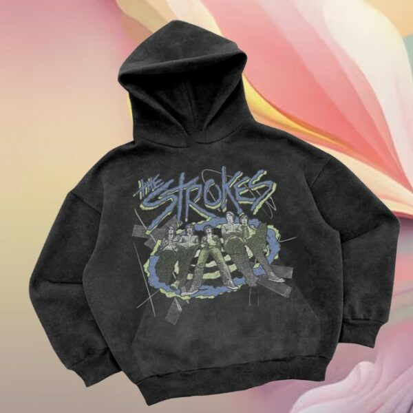 Thestrokes Store Merch Heavy Knit Garment Dyed Photo Pullover Hoodie
