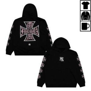 Fuerza Regida Merch Store Pink Chopper Hoodie Black
