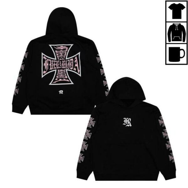 Fuerza Regida Merch Store Pink Chopper Hoodie Black