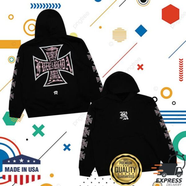 Fuerza Regida Merch Store Pink Chopper Hoodie Black