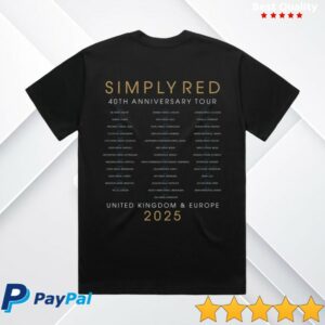 Simply Red Store Merch 40Th Anniversary Tour T-Shirt