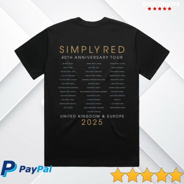 Simply Red Store Merch 40Th Anniversary Tour T-Shirt