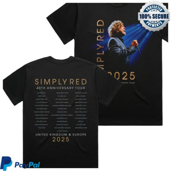 Simply Red Store Merch 40Th Anniversary Tour T-Shirt