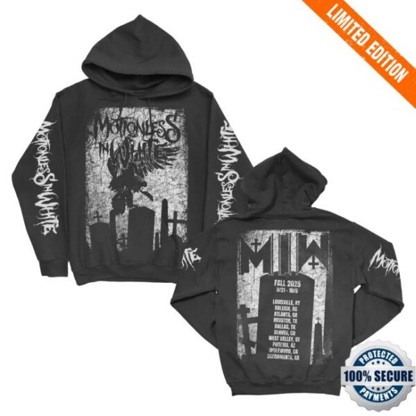Motionless In White Official Store Merch Vulture Fall Tour 2025 Pullover Hoodie Black