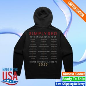 Simply Red Store Merch 40Th Anniversary Black Hoodie