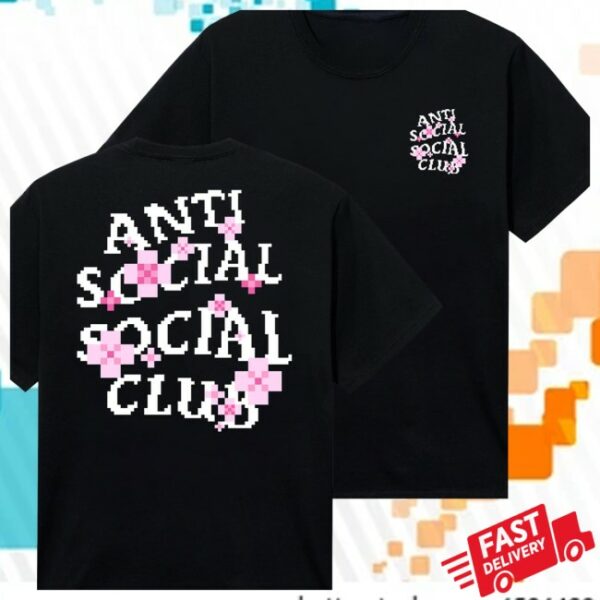 Anti Social Social Club Store Merch Assc X Minecraft Cherry Blossom Black Tee
