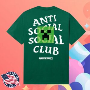 Anti Social Social Club Store Merch Assc X Minecraft Creeper Head Logo  Green Tee