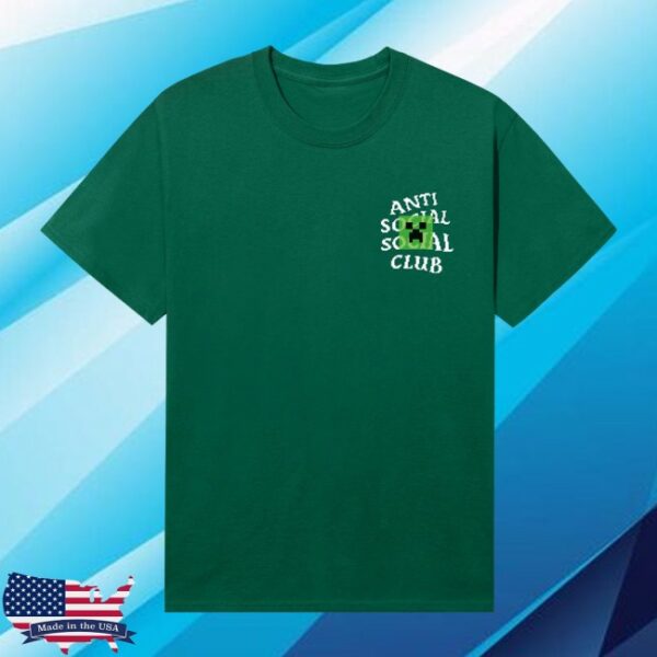 Anti Social Social Club Store Merch Assc X Minecraft Creeper Head Logo  Green Tee