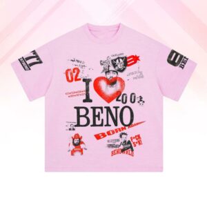 Benowrld Merch Store Beno Ilovebeno Heavyweight Pink Heather Tee