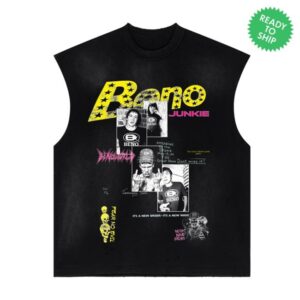 Benowrld Merch Store Beno Junkie Black Sun Faded Heavy Sleeveless Tee