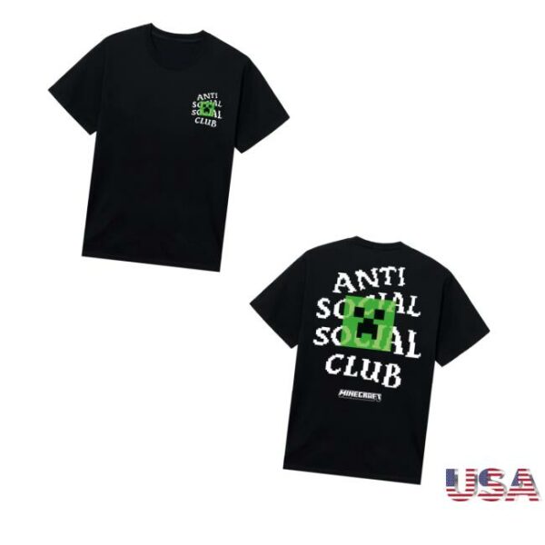 Antisocialsocialclub Merch Store Assc X Minecraft Creeper Head Logo Tee