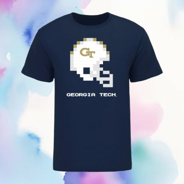 Ramblinwreck Store Merch Georgia Tech Yellow Jackets 8-Bit Tecmo Bowl Helmet T-Shirt