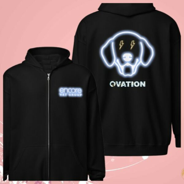 Encore Vet Store Merch Ovation Electric Dog Full Zip Gildan Hoodie