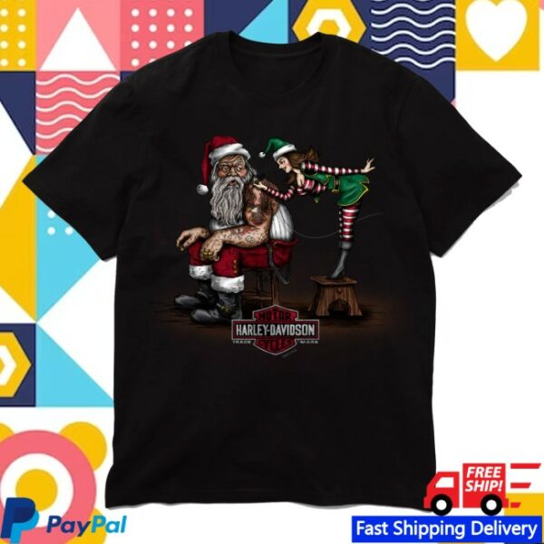 Harley-Davidson Store Merch Santa Getting Inked Short Sleeve Tee