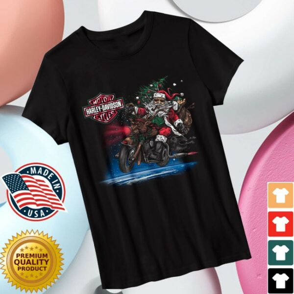 Harley-Davidson Store Merch Shop Women’s Rockin’ Santa Short Sleeve Crew Tee