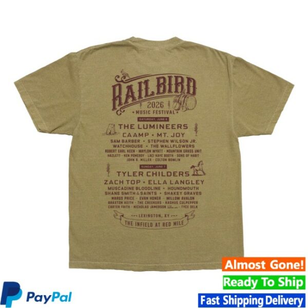 Railbirdfest Store Merch Barrel Lineup Faded Army Tee