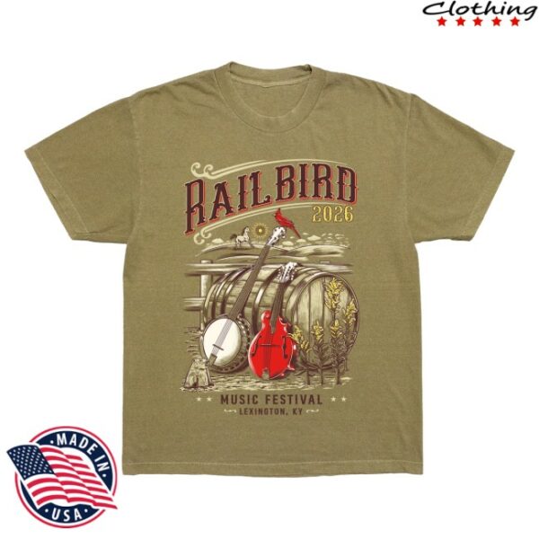 Railbirdfest Store Merch Barrel Lineup Faded Army Tee