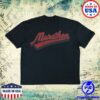 kenny the marathon clothing store merch collegiate script t shirt black red