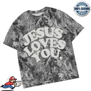 Jesuslovesyou Store Merch 8 Oz. Heavyweight Oversized Camo Tee
