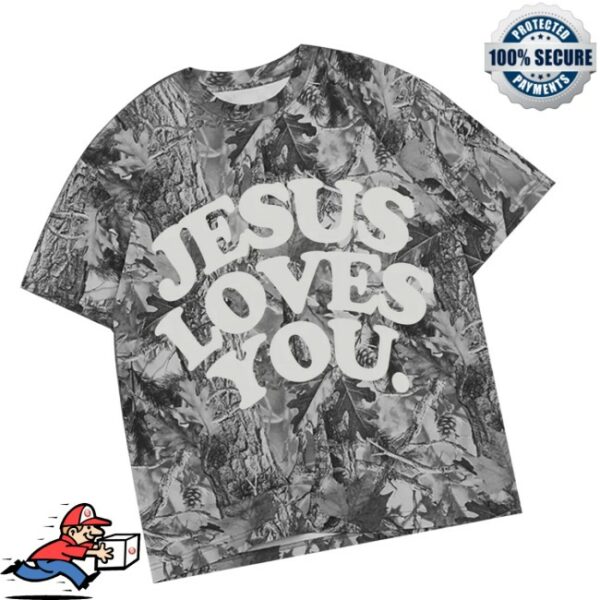 Jesuslovesyou Store Merch 8 Oz. Heavyweight Oversized Camo Tee