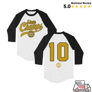 Pure Noise Merch Store State Champs Around The World And Back 10 Yr White Black Baseball Tee